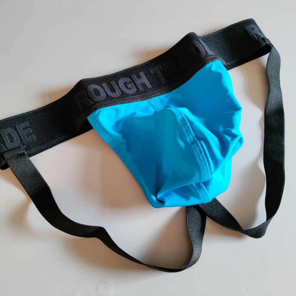 Rough Trade Gear Medium jockstrap blue cyan black jockstrap underwear gay NWT